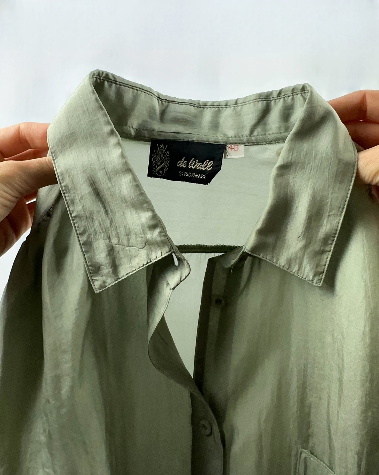 Camicia salvia in pura seta