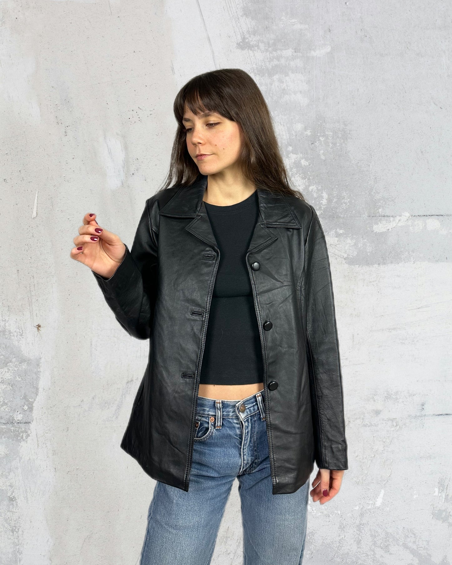 Blazer essenziale in vera pelle