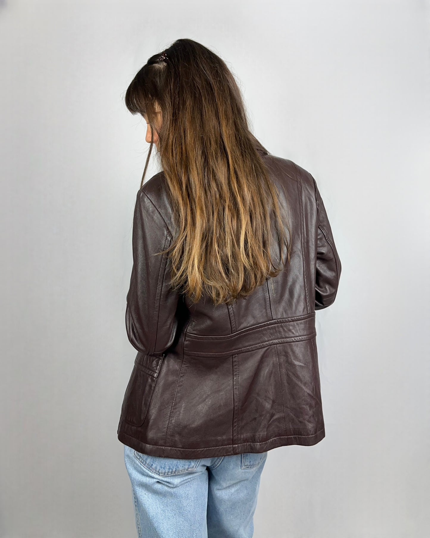 Blazer cioccolato in vera pelle