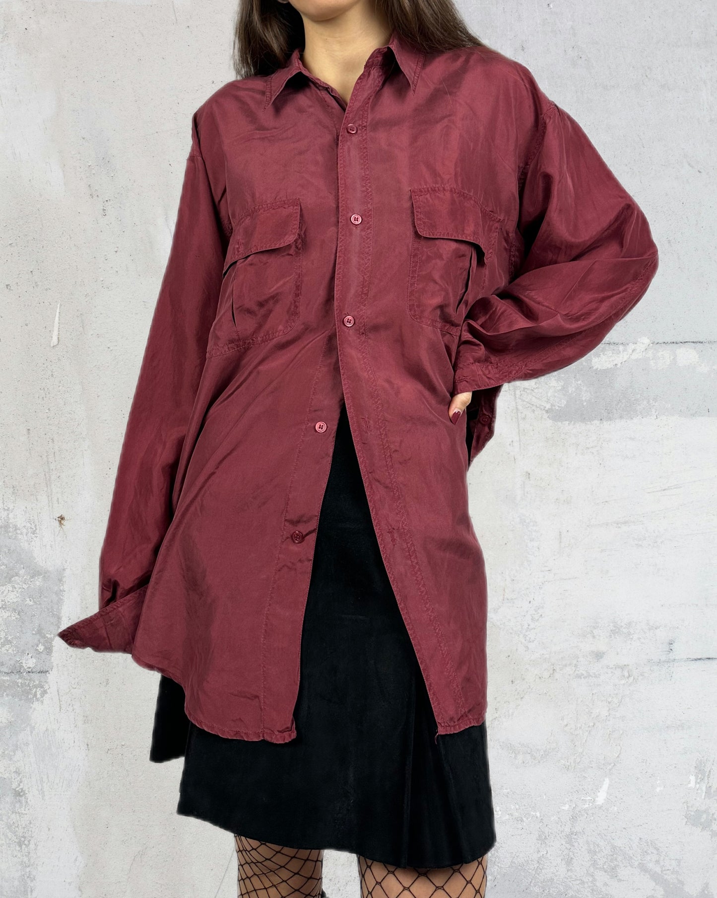 Camicia borgogna in pura seta