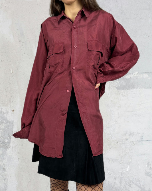 Camicia borgogna in pura seta