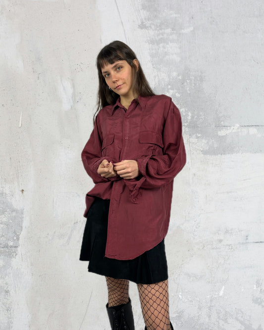 Camicia borgogna in pura seta