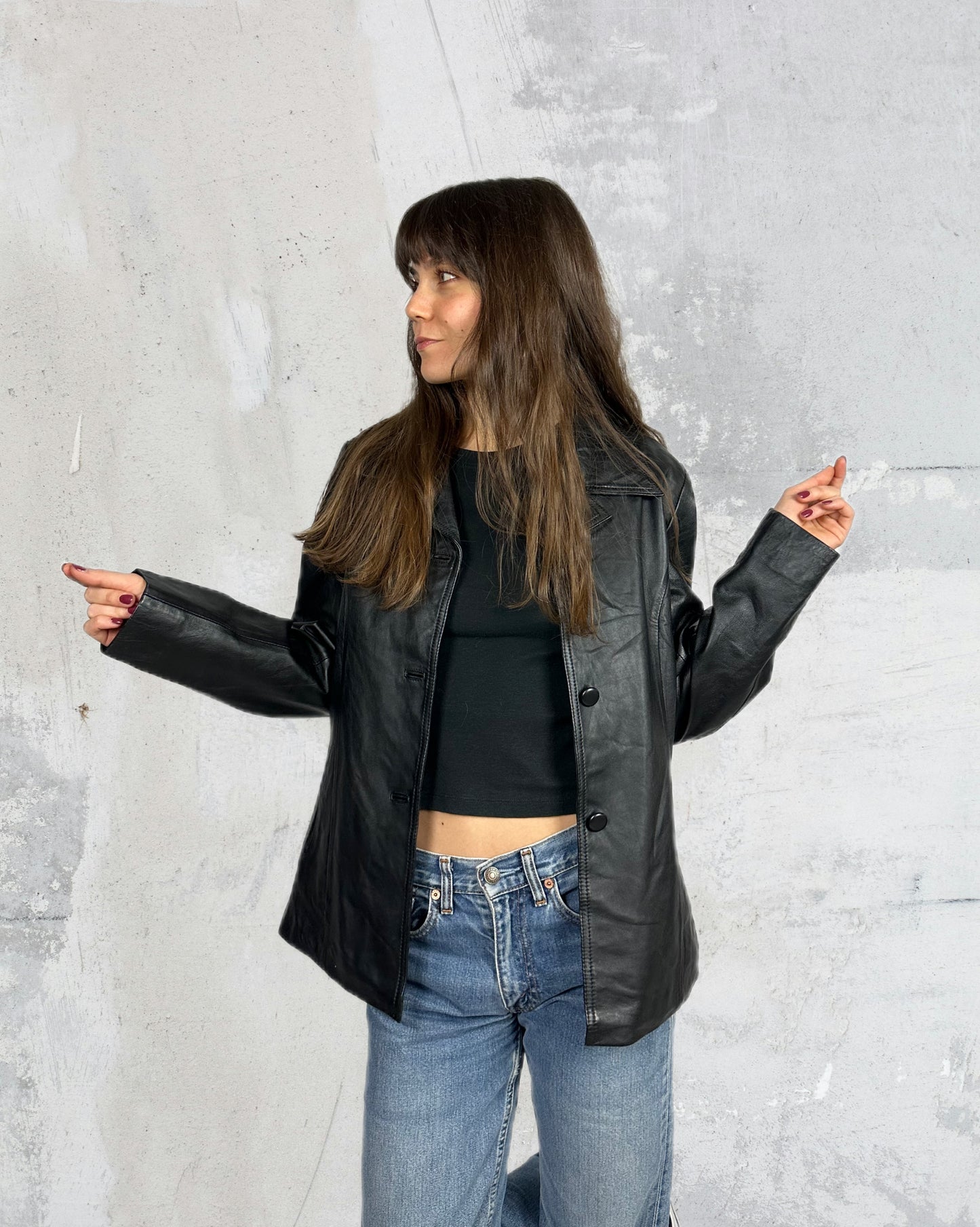 Blazer essenziale in vera pelle