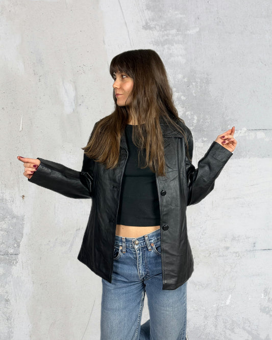 Blazer essenziale in vera pelle