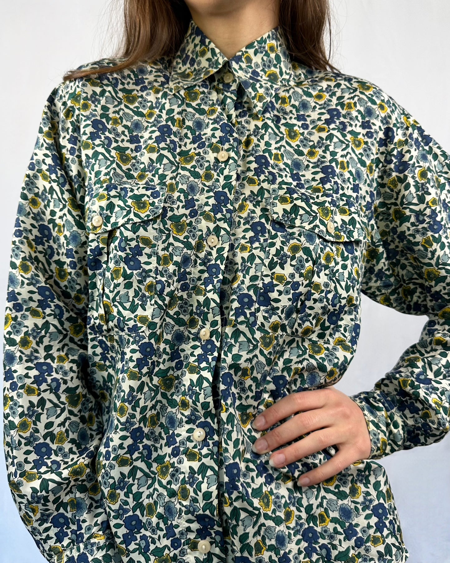 Camicia floreale in pura seta
