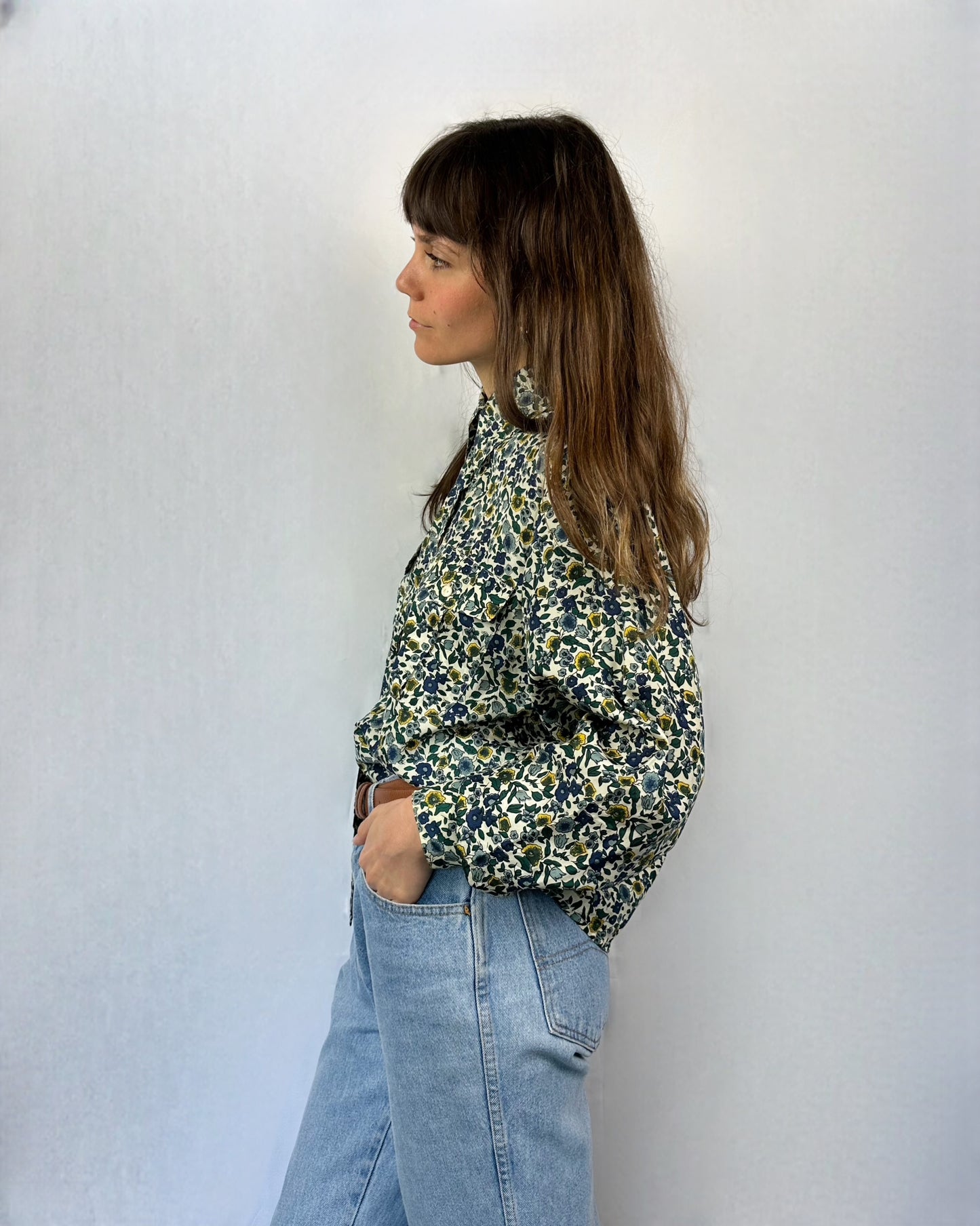 Camicia floreale in pura seta