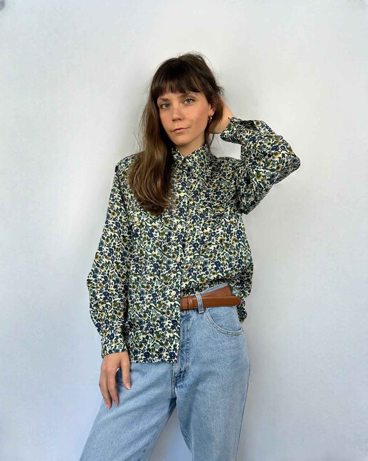 Camicia floreale in pura seta