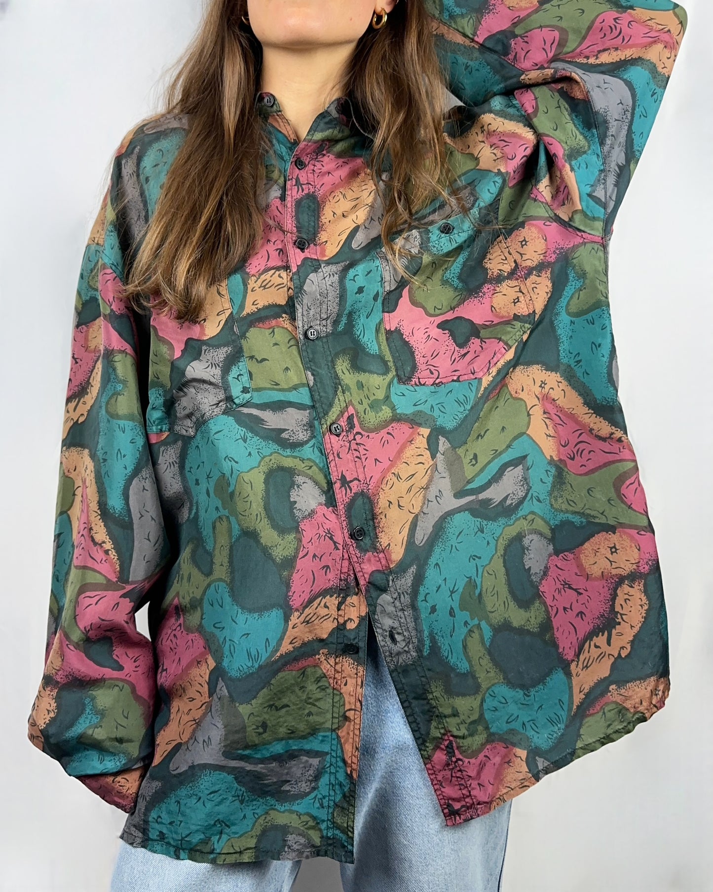 Camicia astratta in pura seta