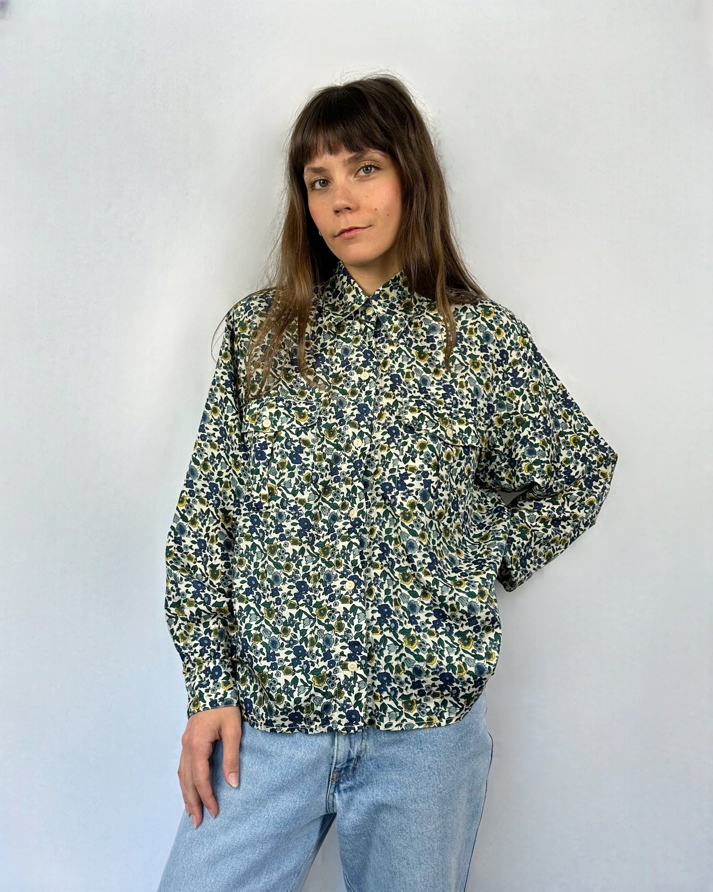 Camicia floreale in pura seta