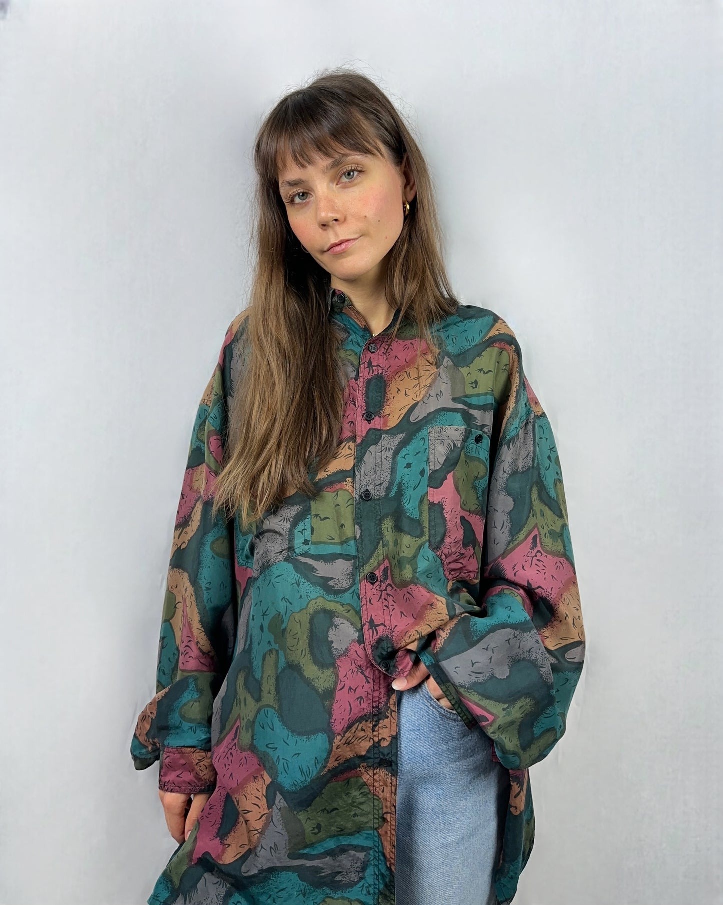 Camicia astratta in pura seta