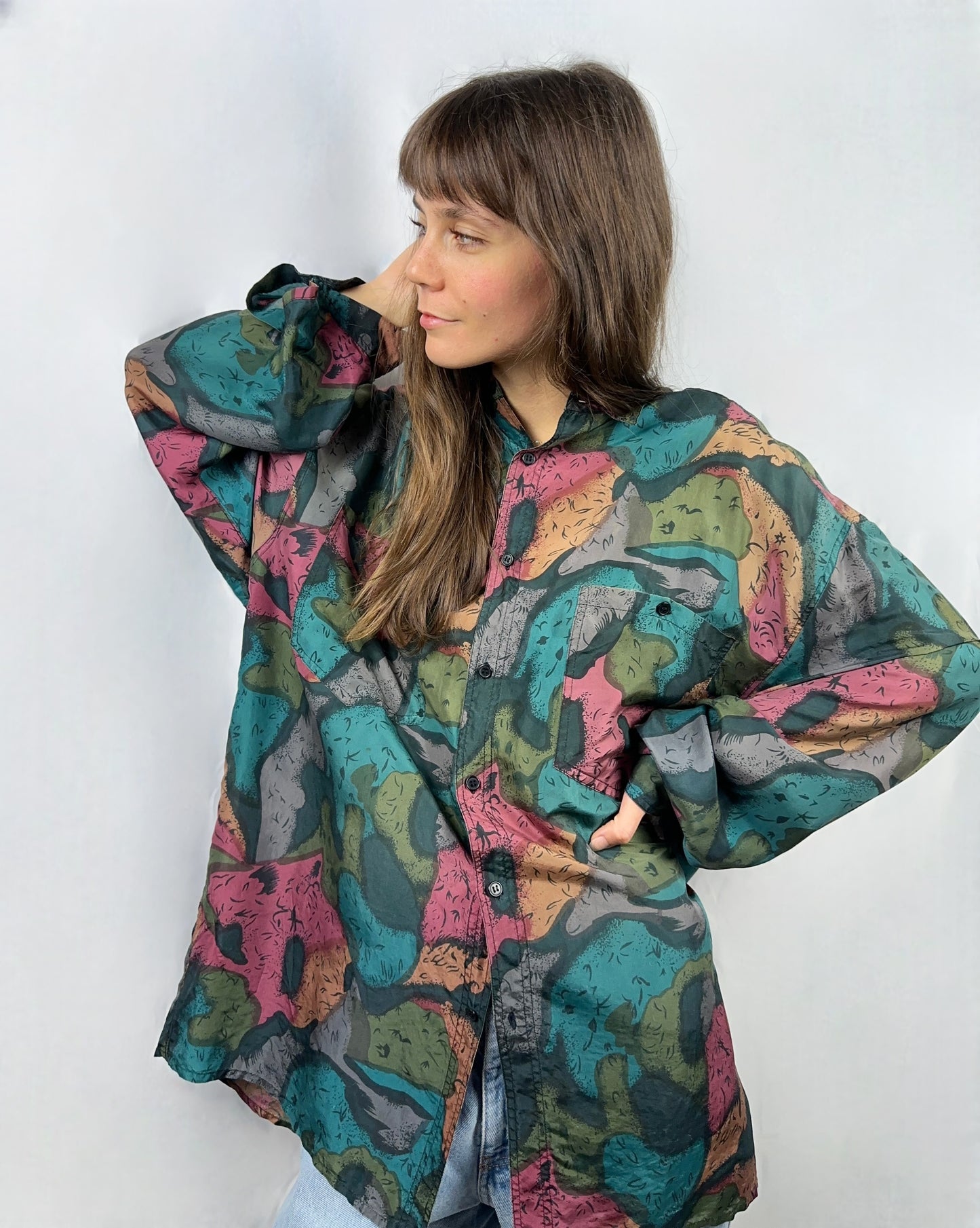 Camicia astratta in pura seta