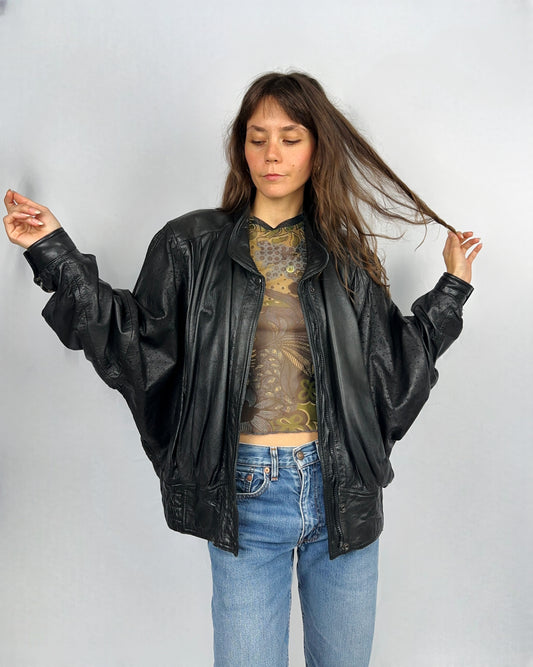 Bomber anni '80 in vera pelle