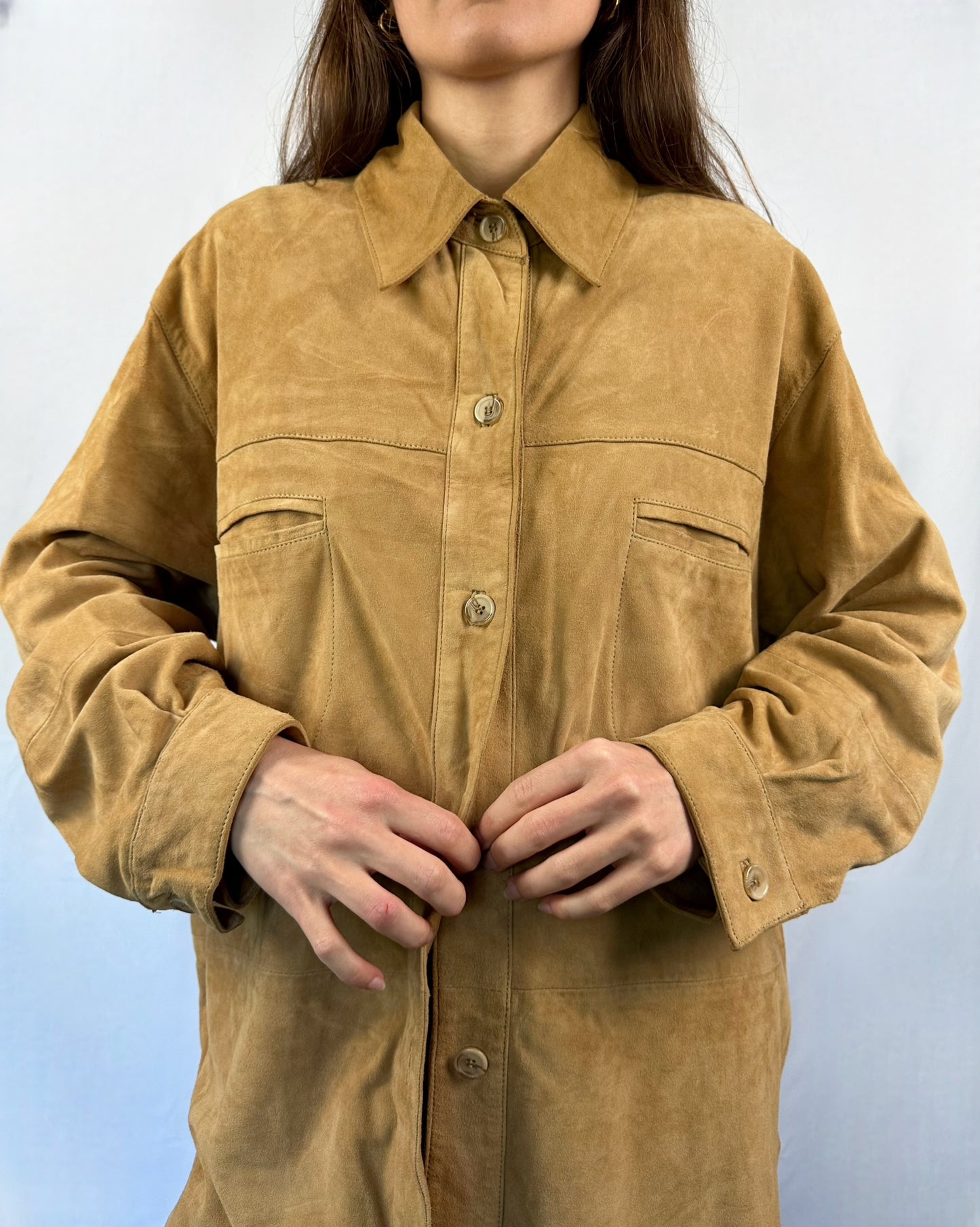 Giacca in suede biondo caramello