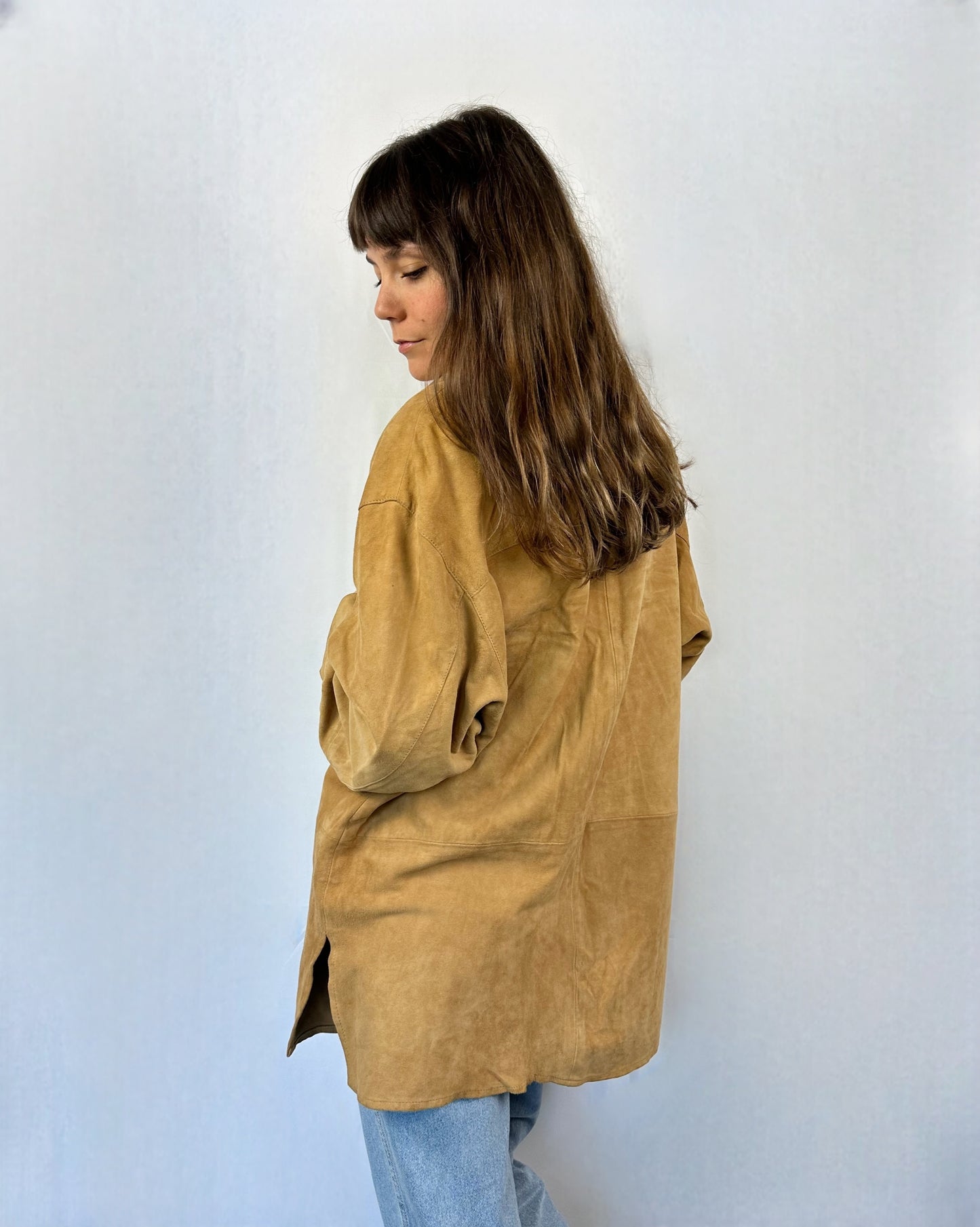 Giacca in suede biondo caramello