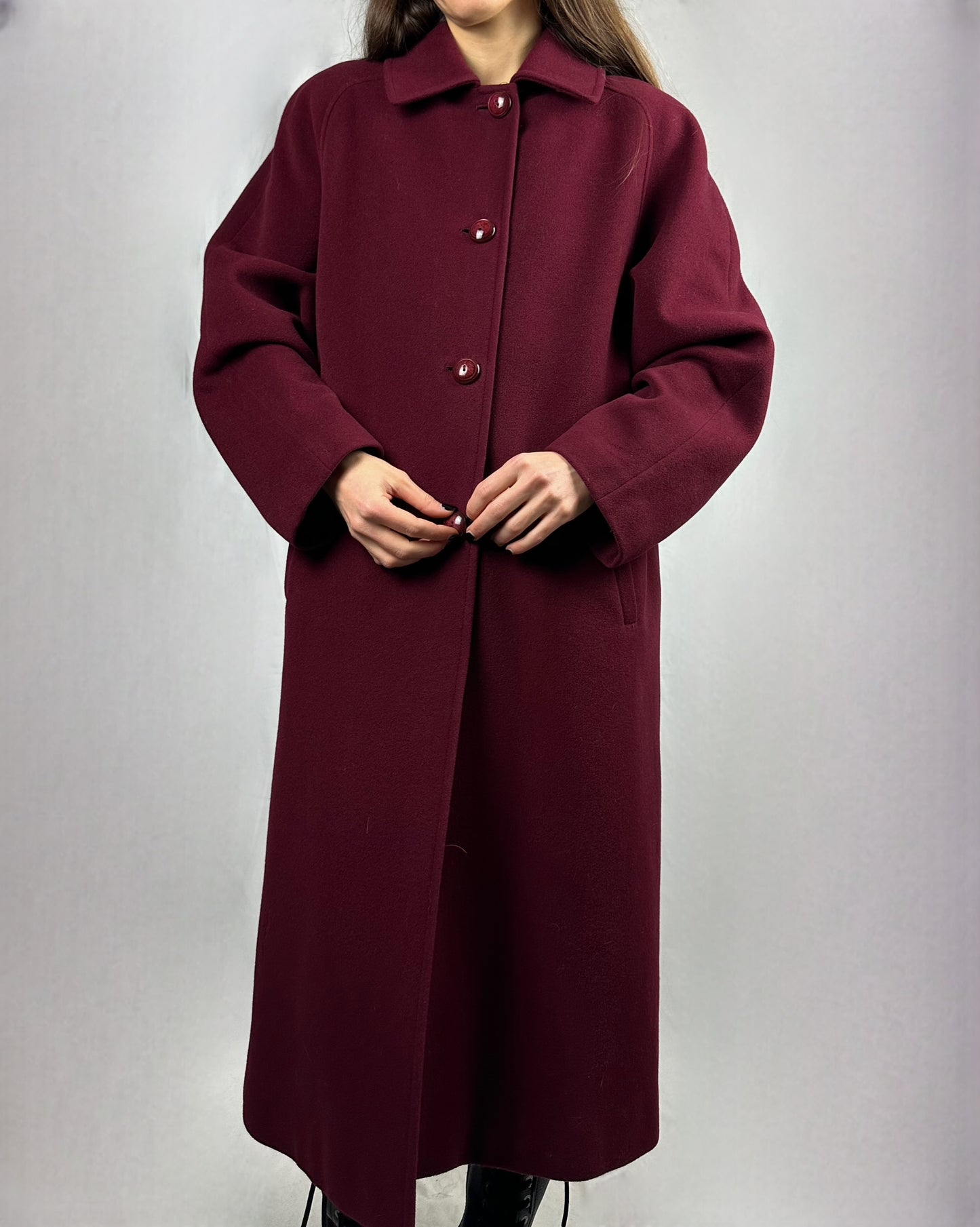 Cappotto vinaccia in lana