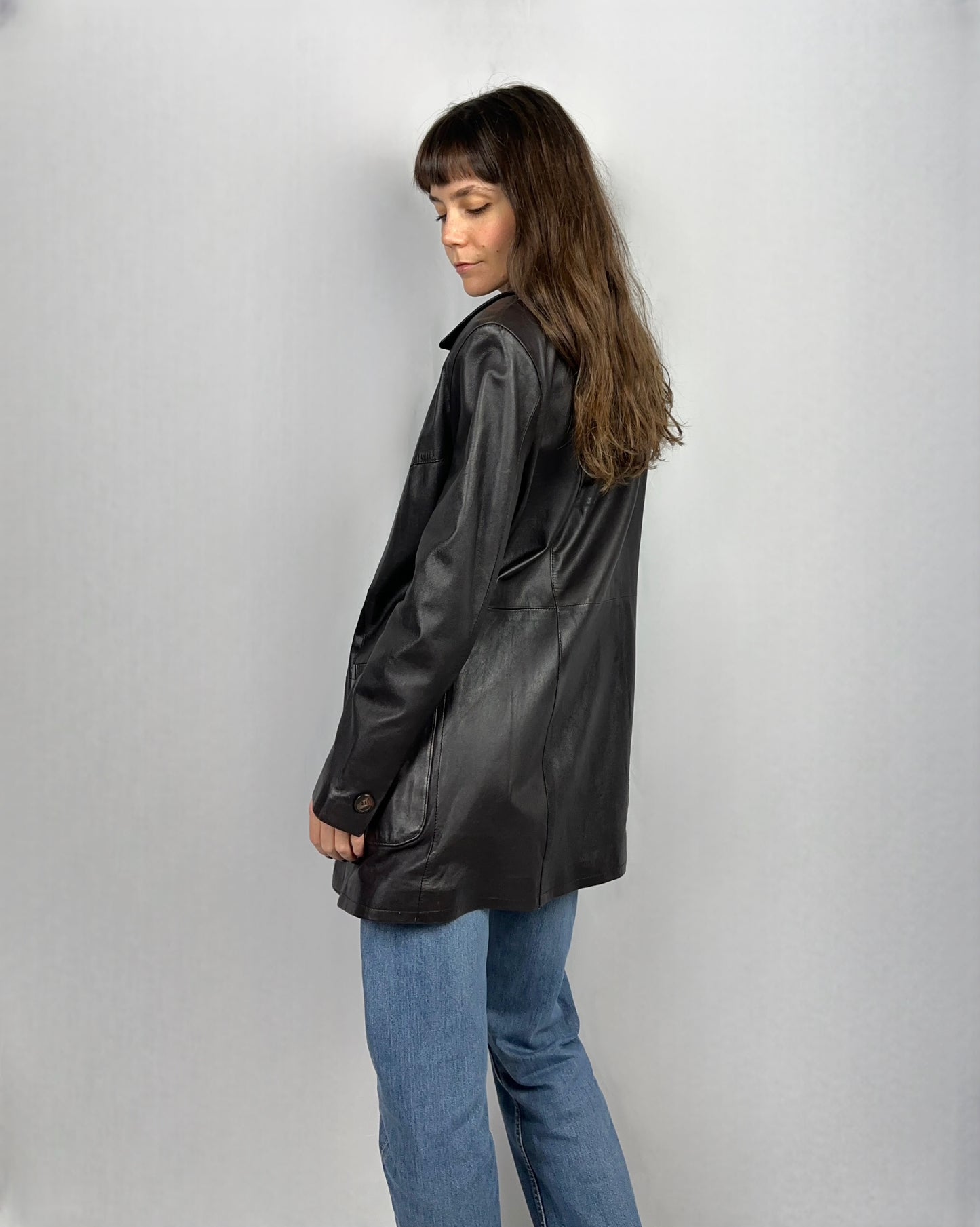 Giacca in vera pelle marrone (con piccolo difetto)