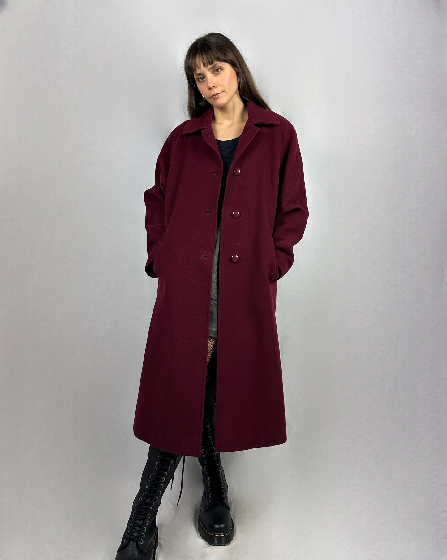 Cappotto vinaccia in lana