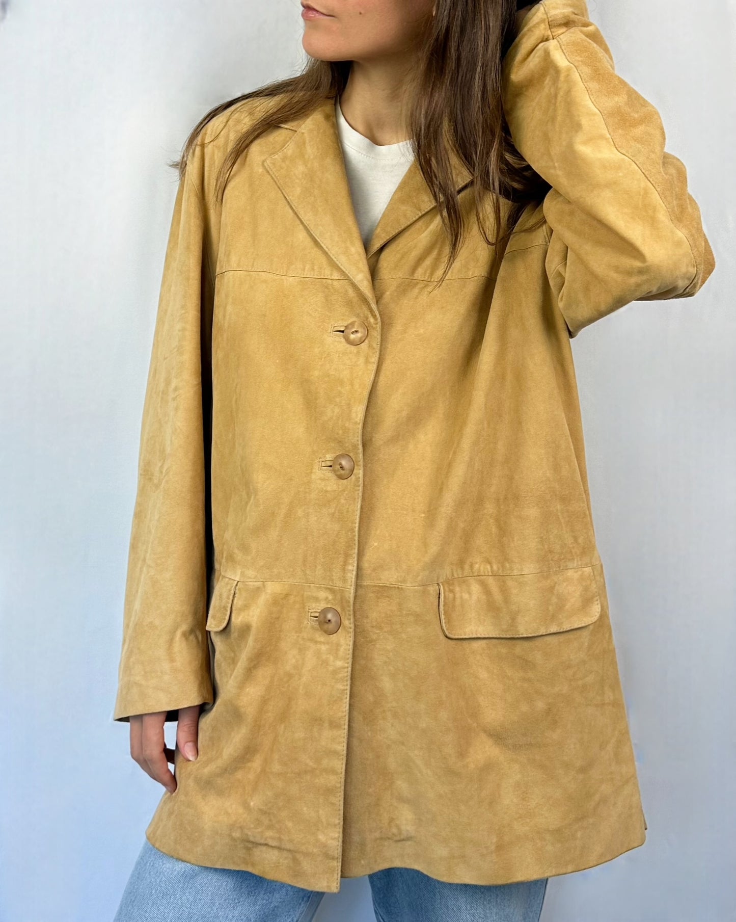 Giacca in suede albicocca