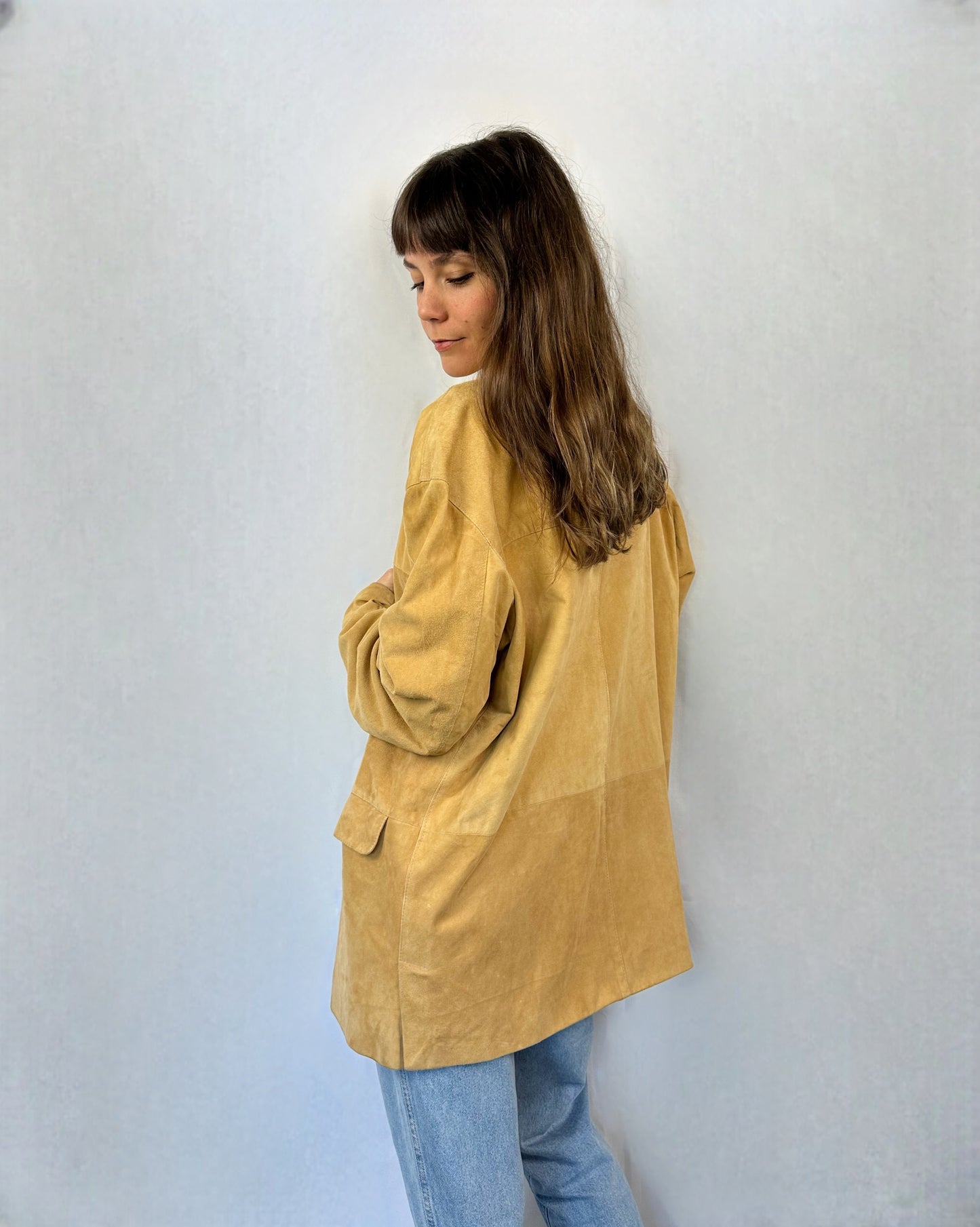 Giacca in suede albicocca