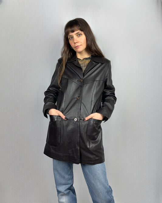 Giacca in vera pelle marrone (con piccolo difetto)