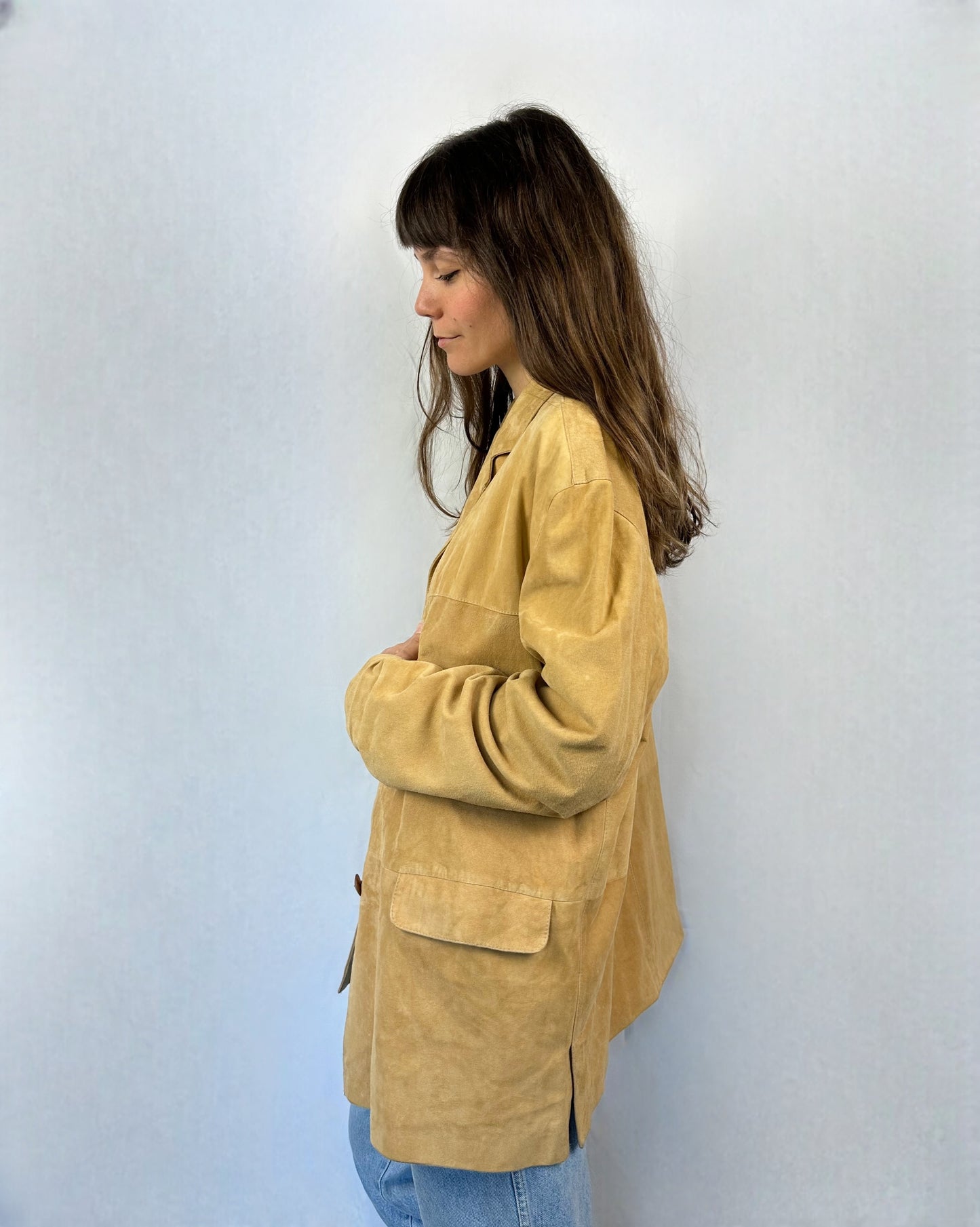 Giacca in suede albicocca