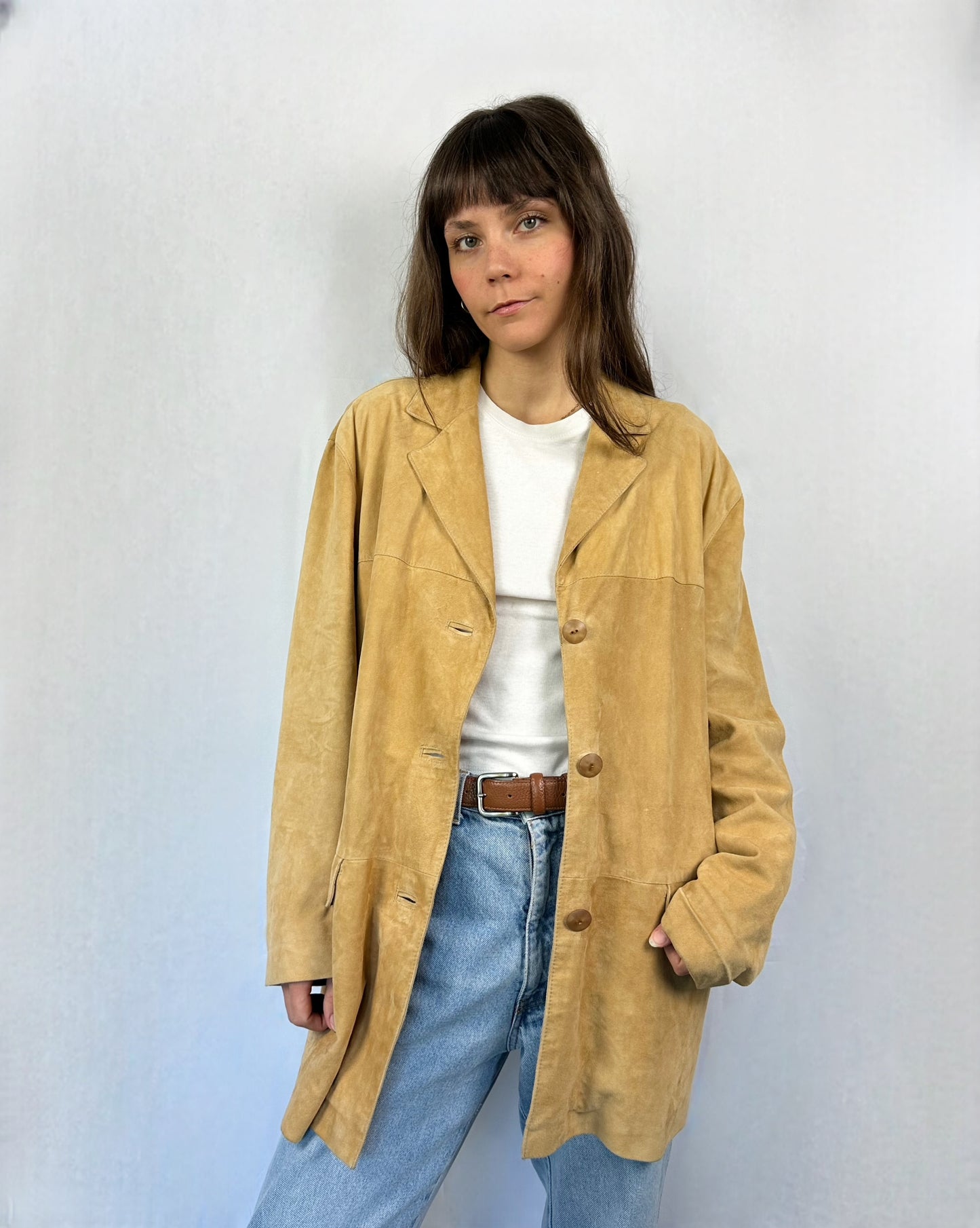 Giacca in suede albicocca