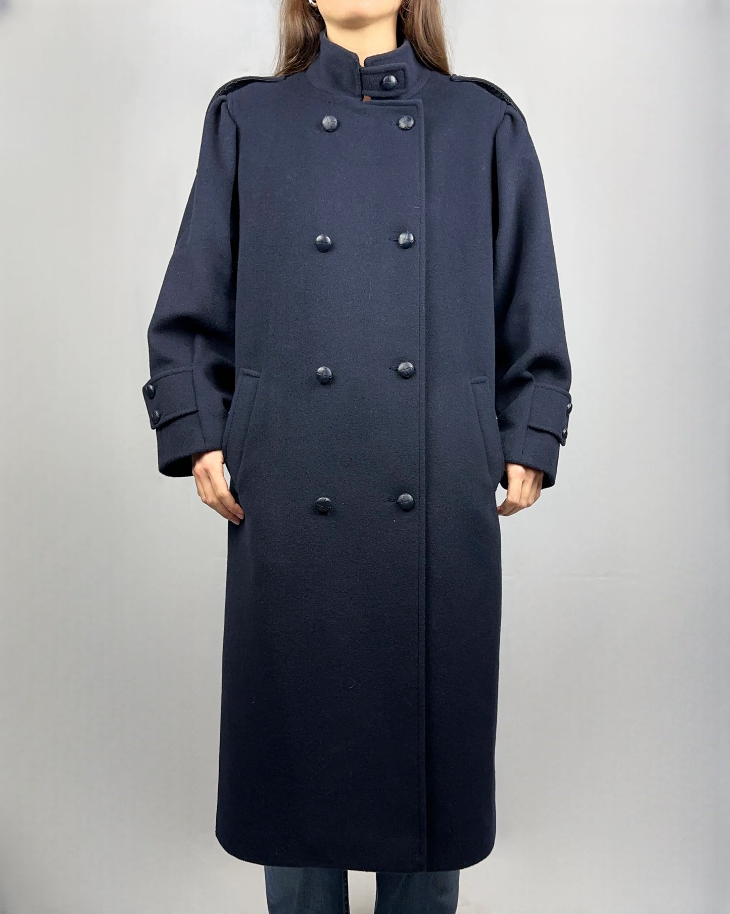 Cappotto dolcevita blu navy