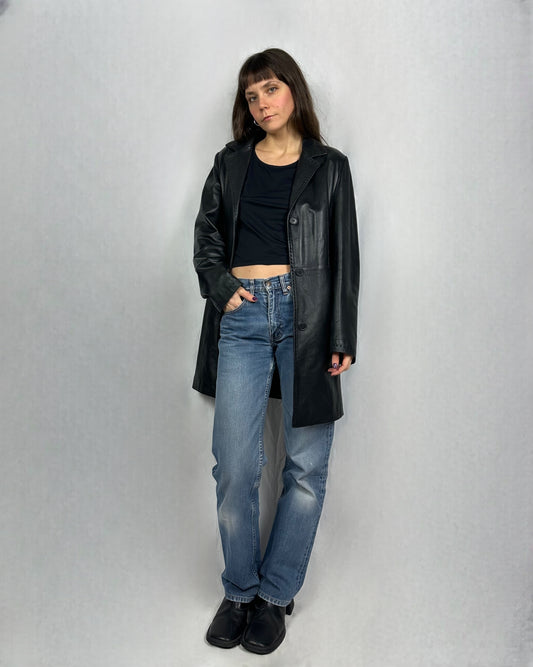 Trench corto in vera pelle