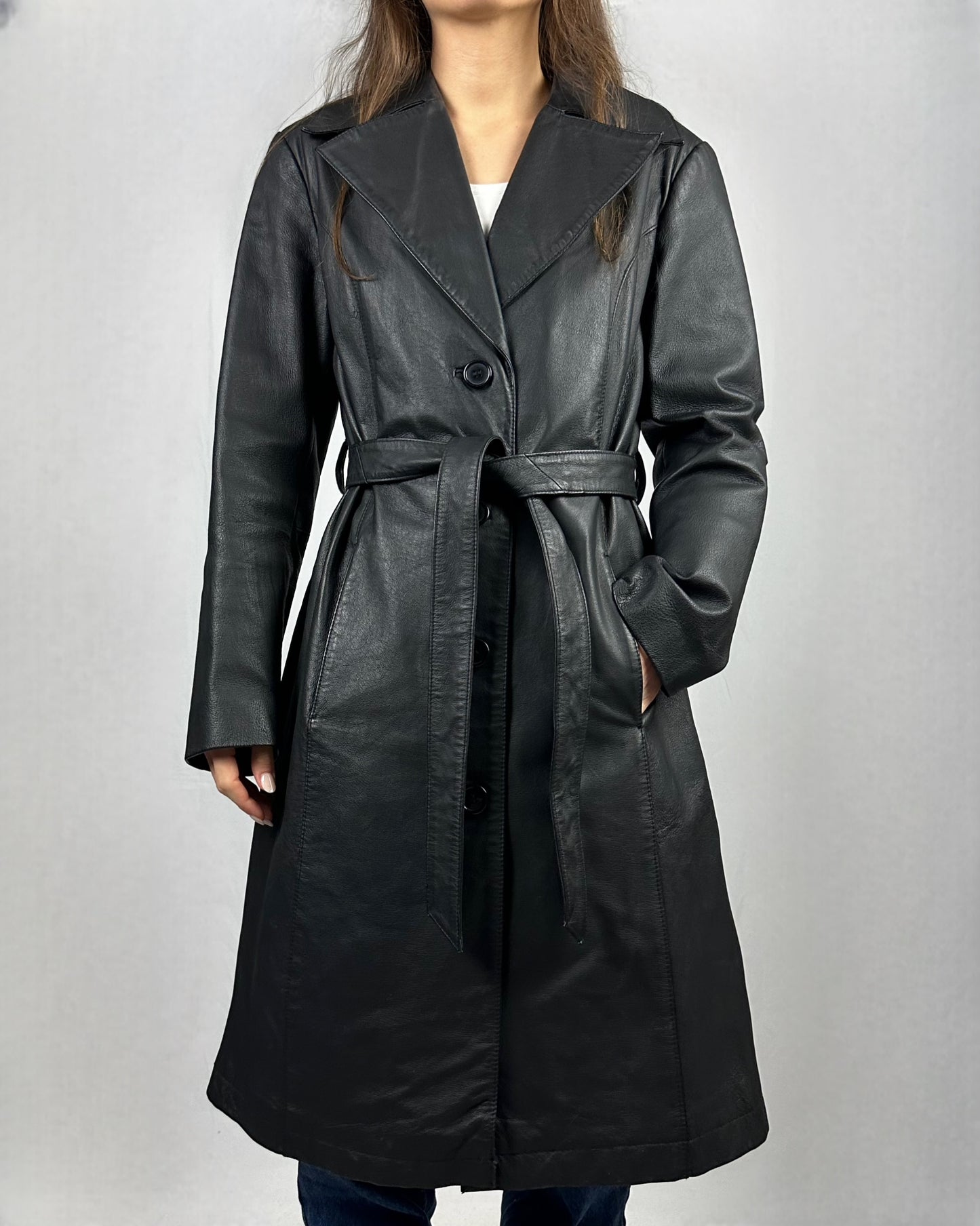 Trench in vera pelle