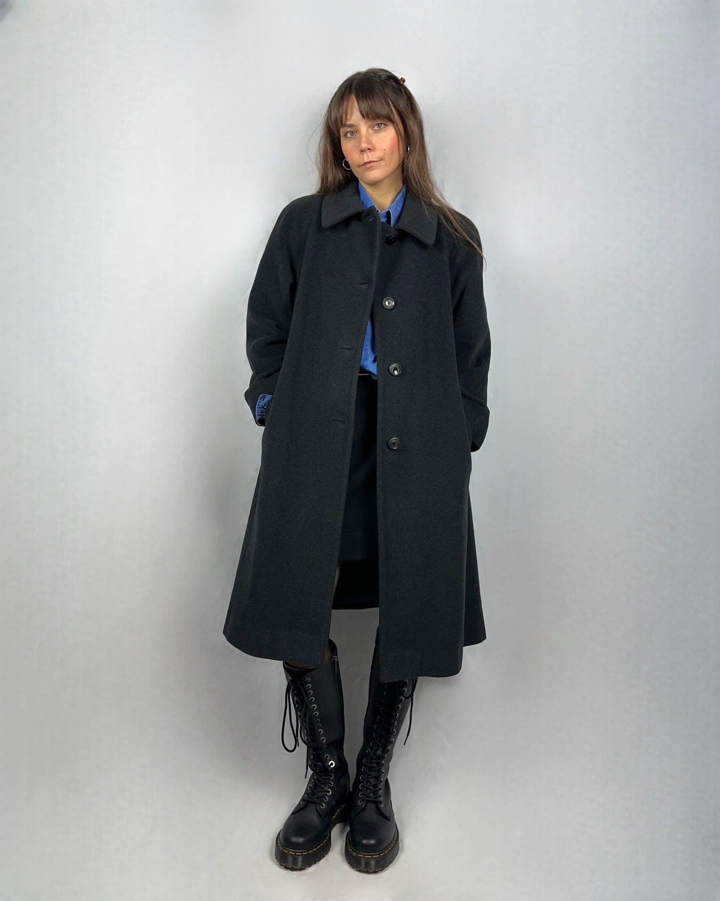 Cappotto grigio antracite in lana vergine