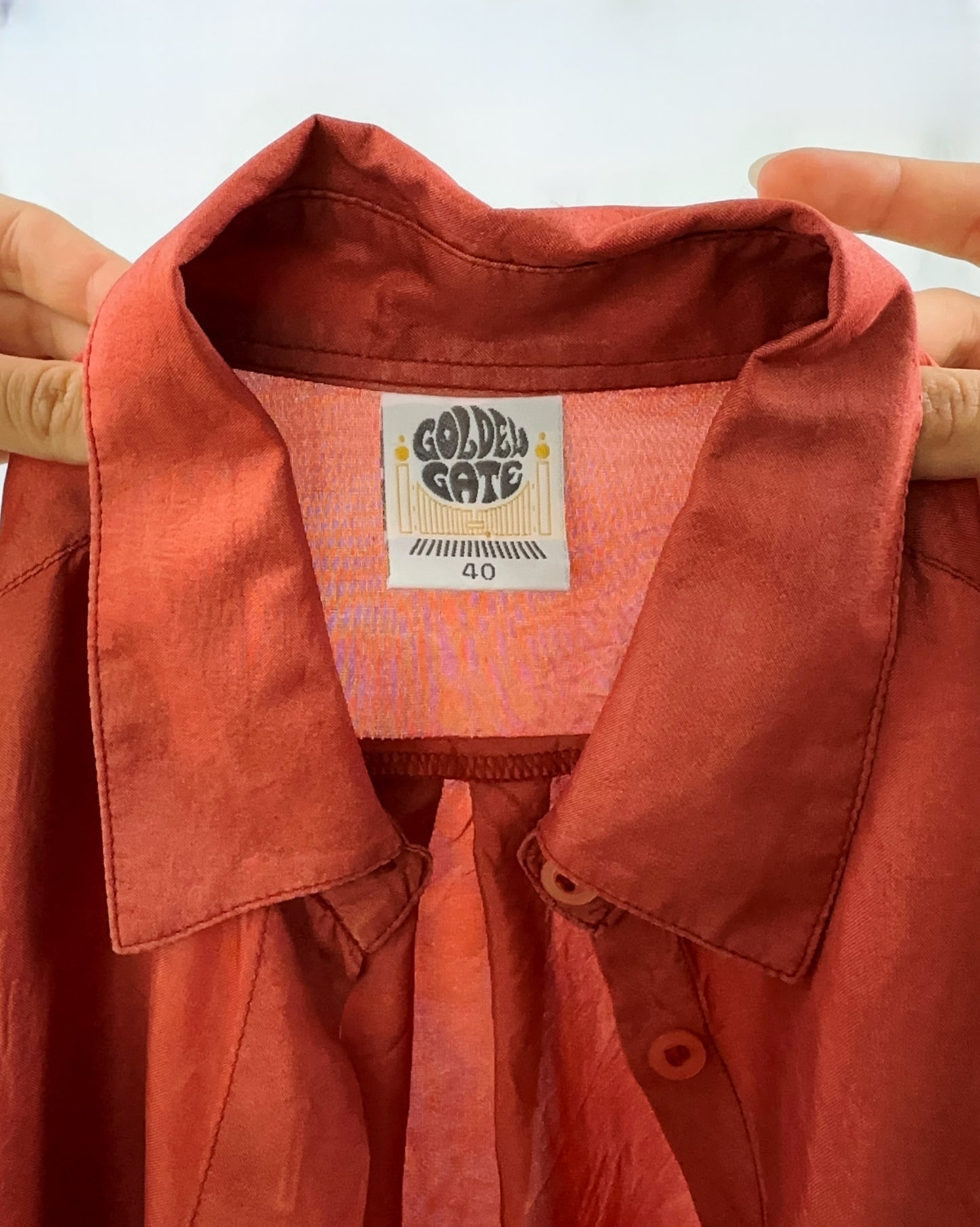 Camicia in pura seta mattone