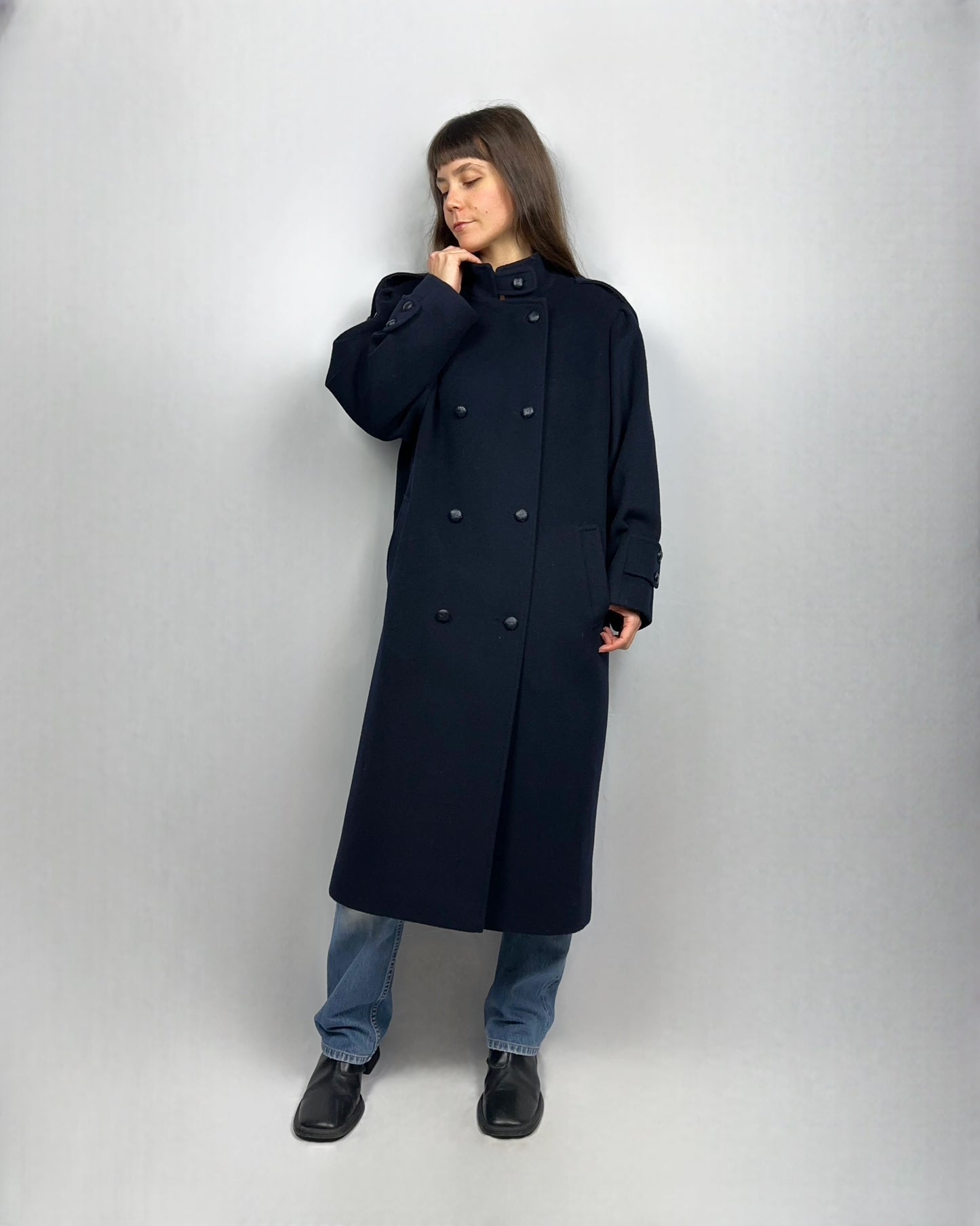 Cappotto dolcevita blu navy