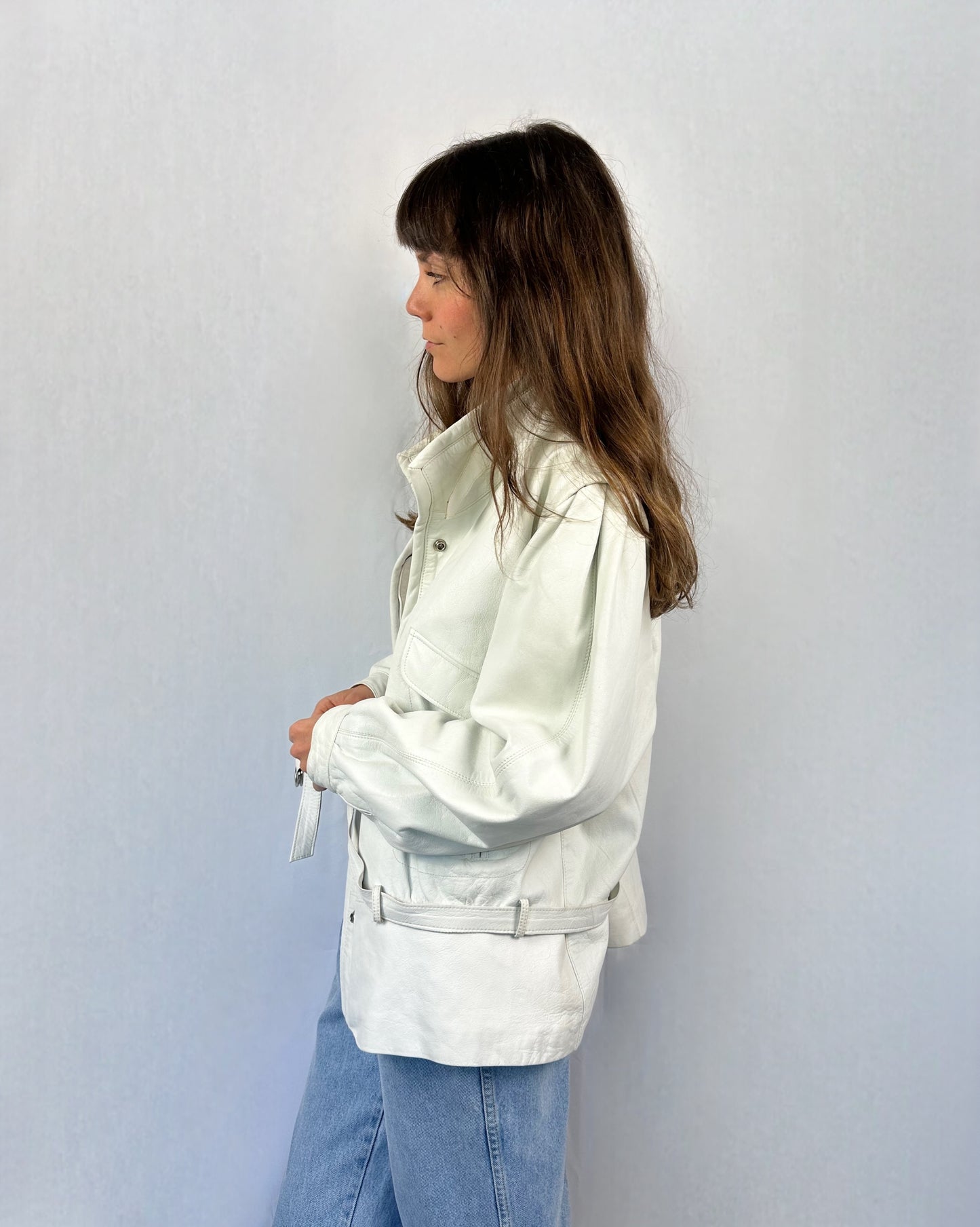 Giacca in vera pelle bianca