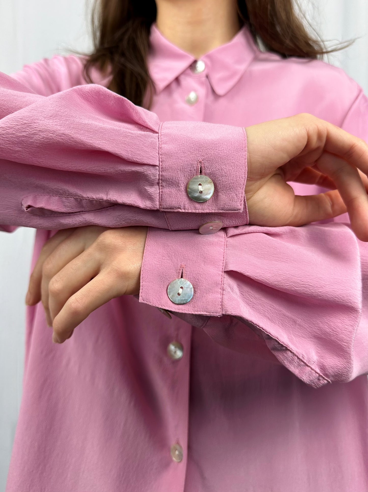 Camicia in pura seta rosa