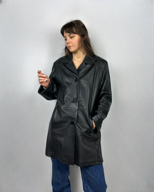Trench in vera pelle