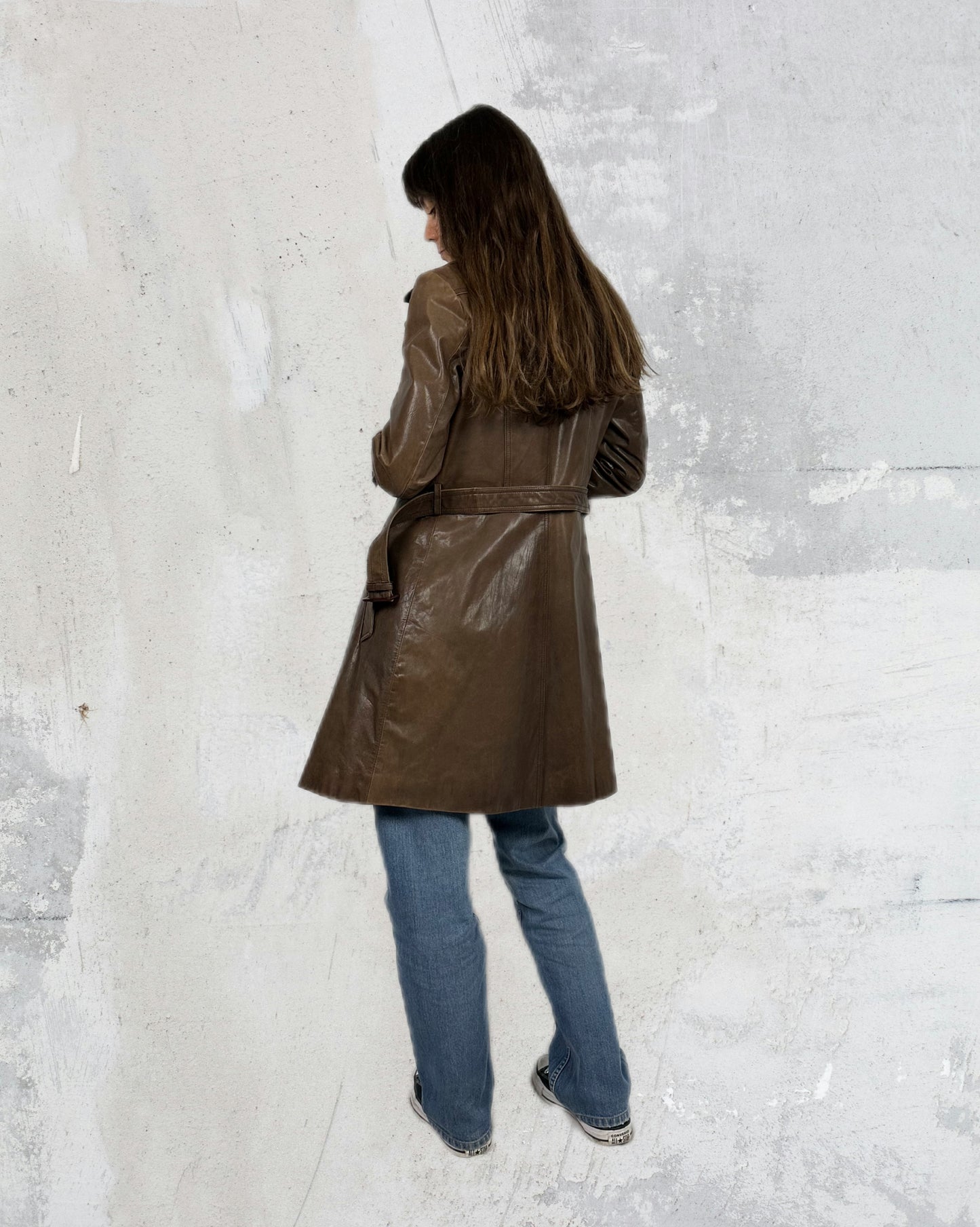 Trench in vera pelle fango