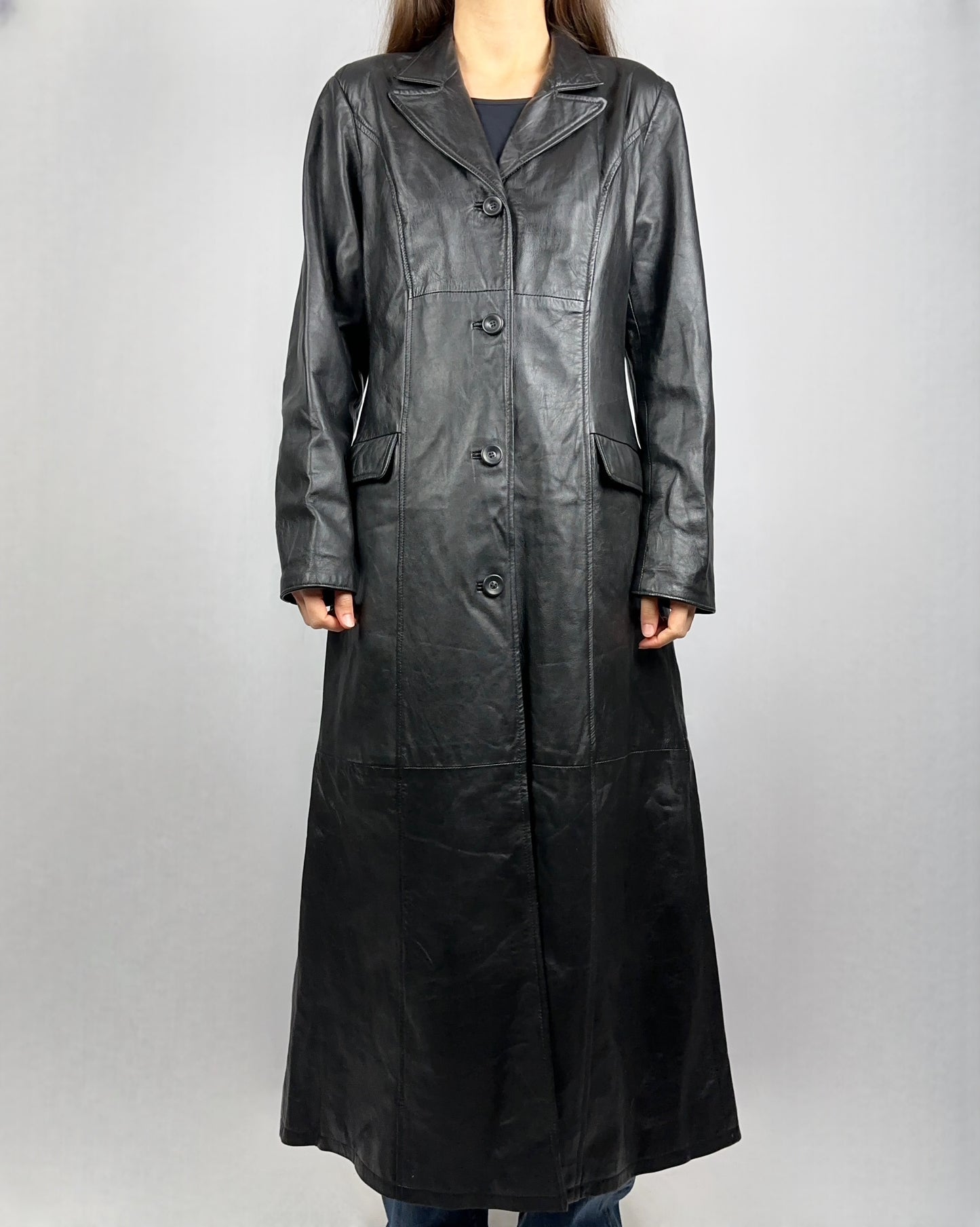 Trench lunghissimo in vera pelle