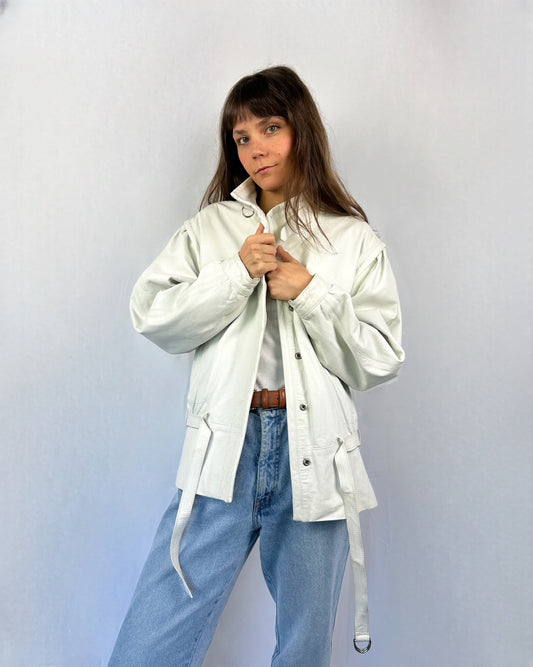 Giacca in vera pelle bianca