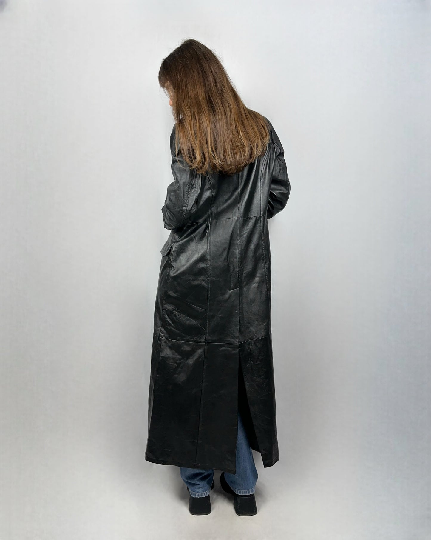 Trench lunghissimo in vera pelle