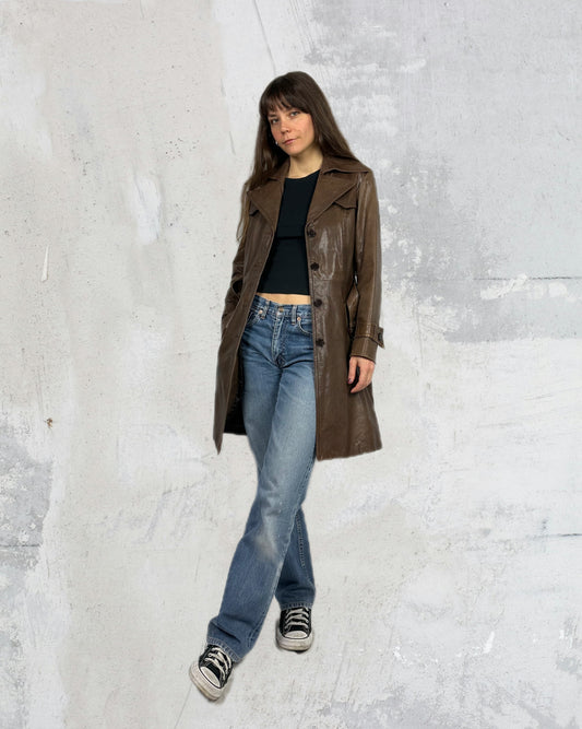 Trench in vera pelle fango