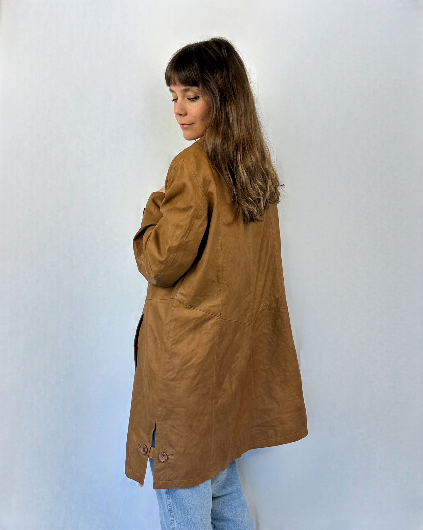 Trench in suede nocciolato