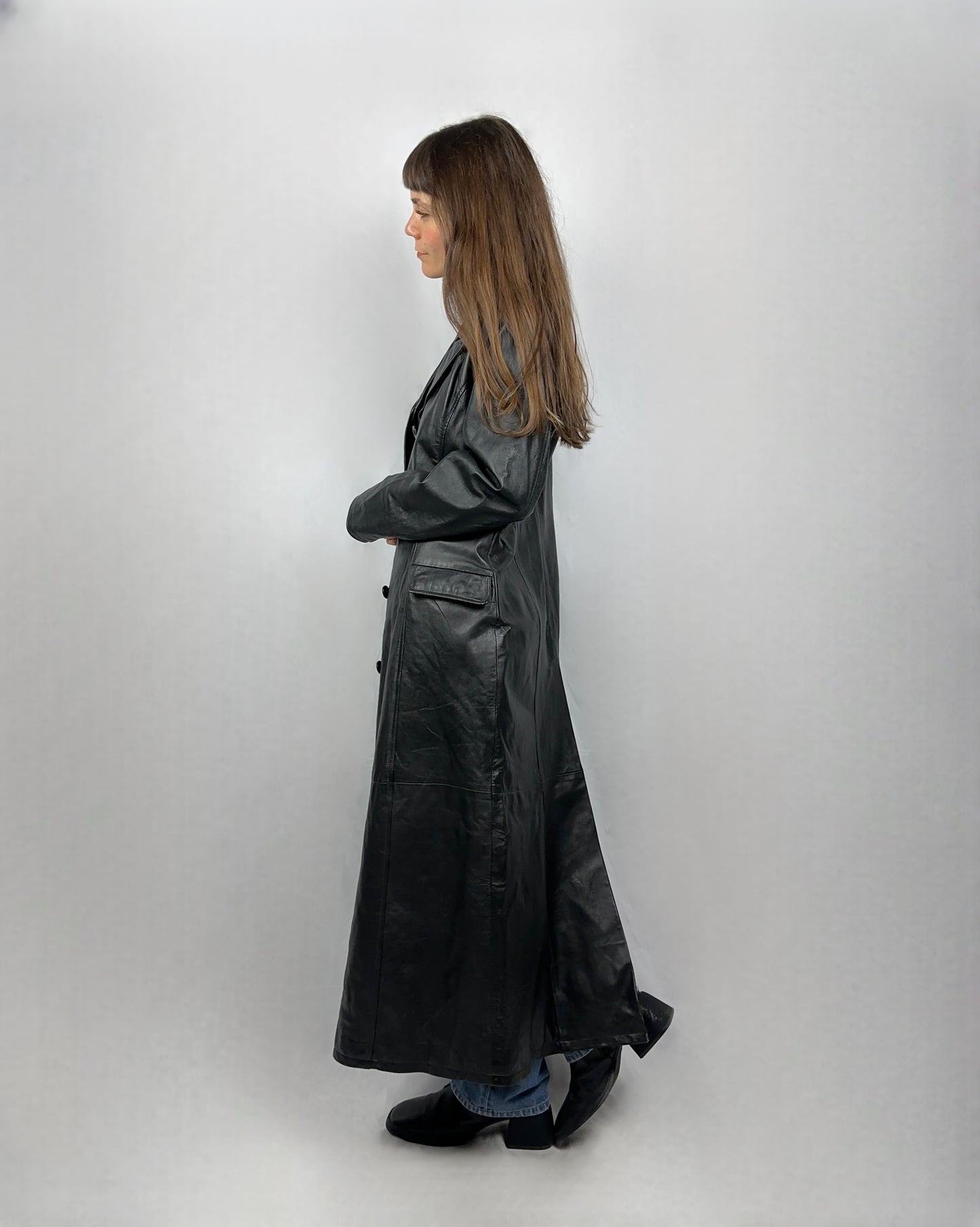 Trench lunghissimo in vera pelle