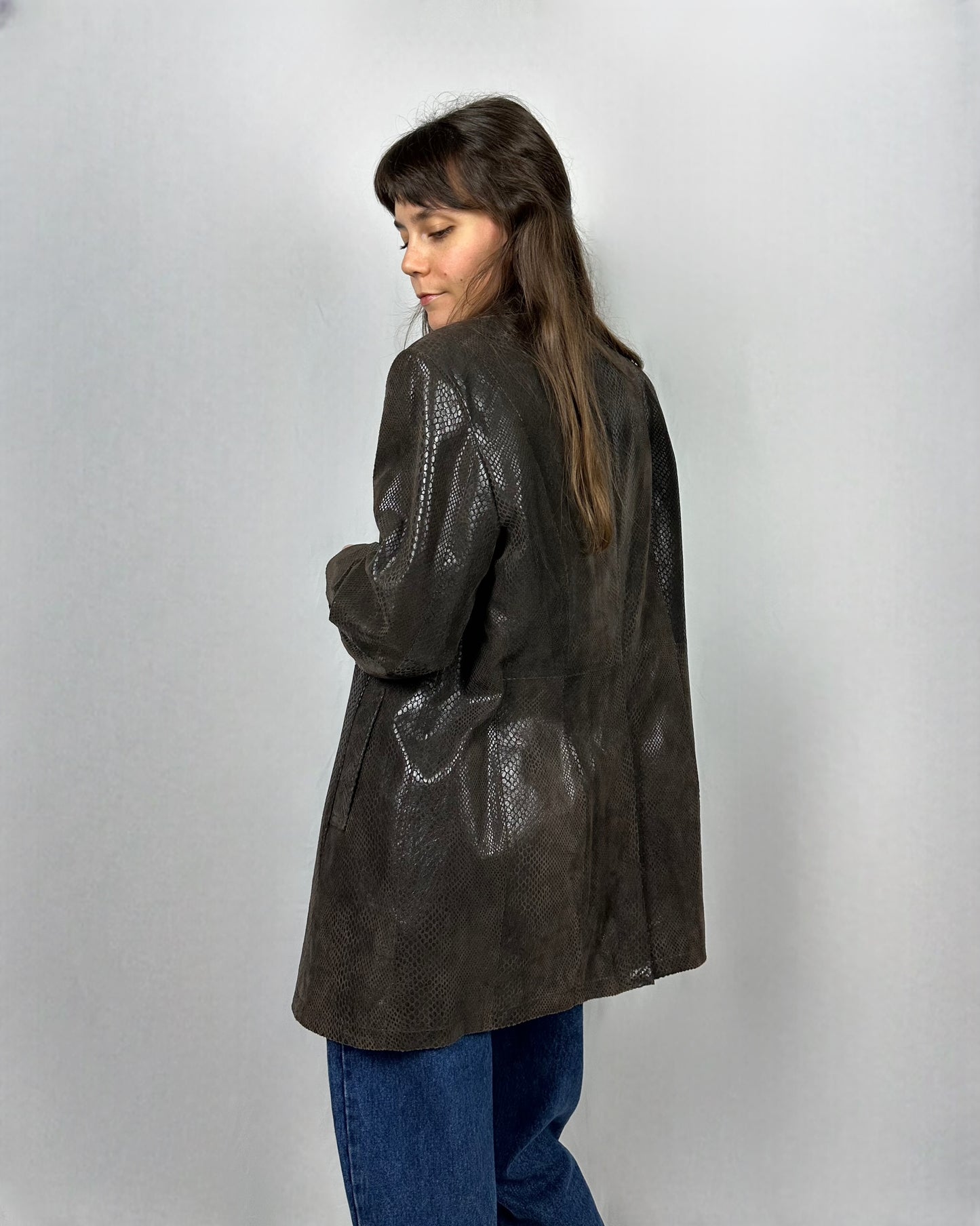 Trench in vera pelle stampa serpente