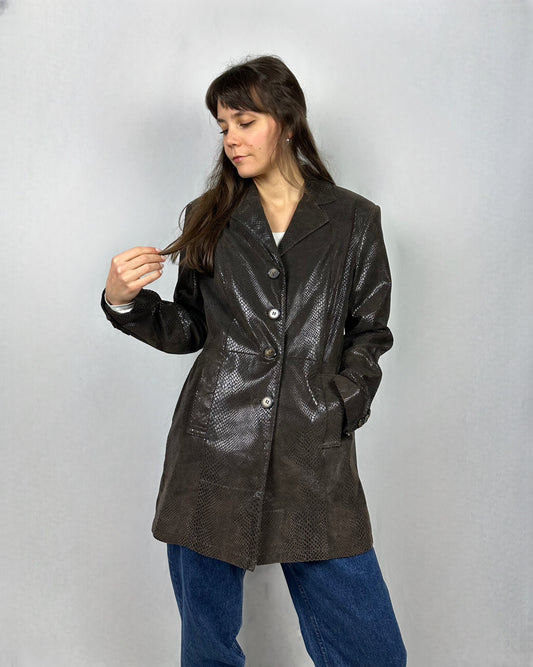 Trench in vera pelle stampa serpente