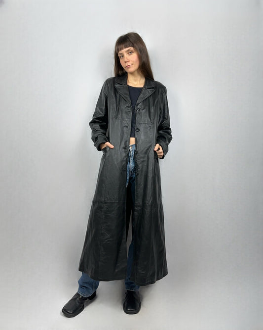 Trench lunghissimo in vera pelle