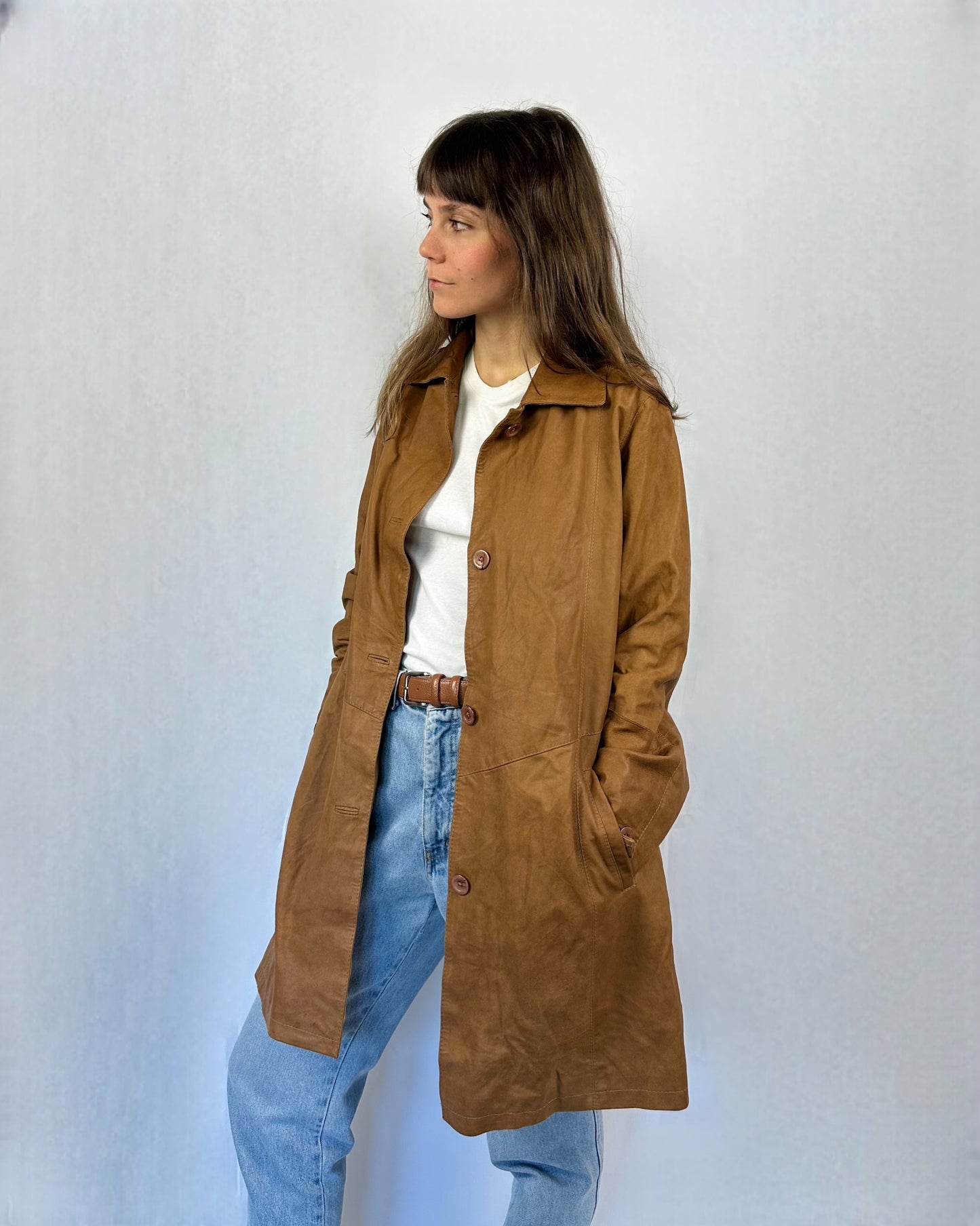 Trench in suede nocciolato