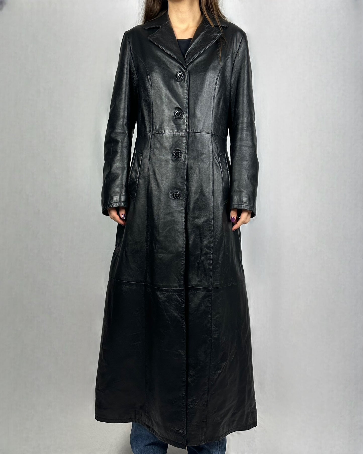 Trench lunghissimo in vera pelle