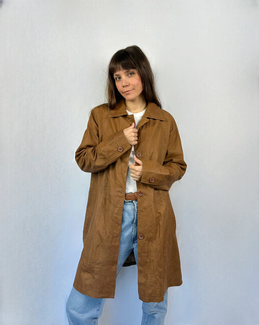 Trench in suede nocciolato