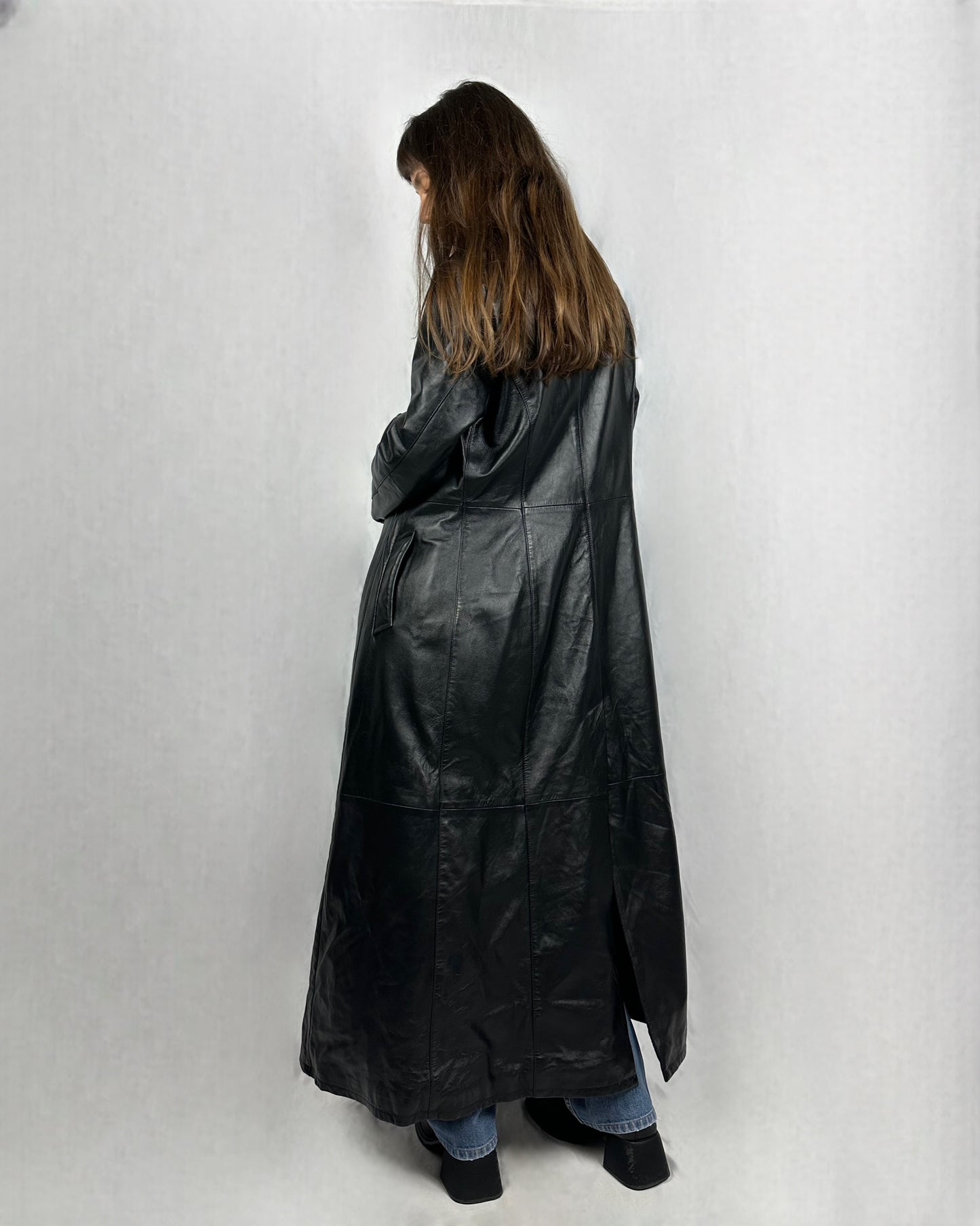 Trench lunghissimo in vera pelle