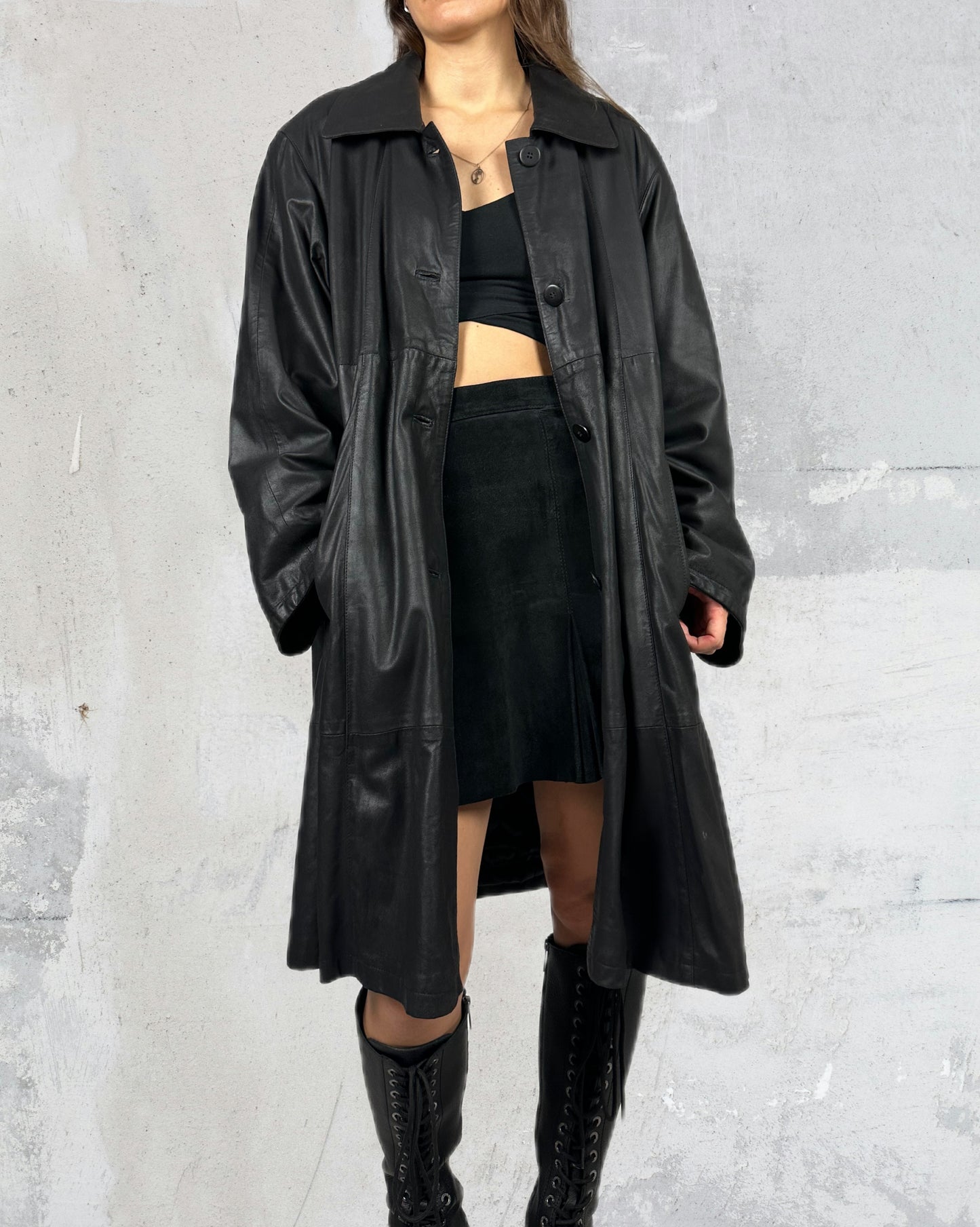 Maxi trench in pelle